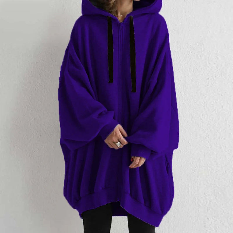 Autumn Winter Thick Ladies Long Trench Coat Loose Casual Female Women Hoody Zipper Coat Hoodies Jackets Coats Plus Size