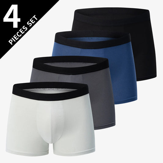4 Pcs European and American Size MEN'S Printed Fashion Boyshort Comfortable MEN'S Waist plus Size Underwear Sexy Swimming Trunk