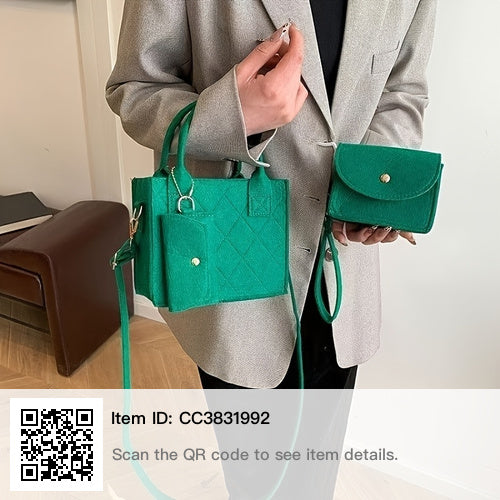 3pcs Embossed Women'S Handbag Set - Stylish Crossbody Bag, Clutch, and Wallet, Solid Color Casual Square Bag, Fashionable Fabric for Daily Use