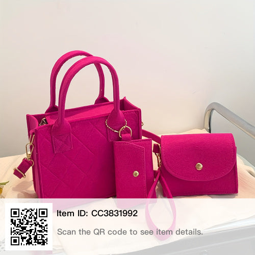 3pcs Embossed Women'S Handbag Set - Stylish Crossbody Bag, Clutch, and Wallet, Solid Color Casual Square Bag, Fashionable Fabric for Daily Use